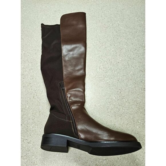 🆕Women Brown-pu Knee High Comfortable Thigh High Daily Low Flat Heel Long Boot - Picture 3 of 11